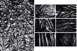 10 Crumpled Silver Metal Foil Texture Background