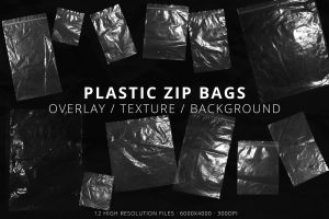 12 Plastic Zip Bags Overlays Textures
