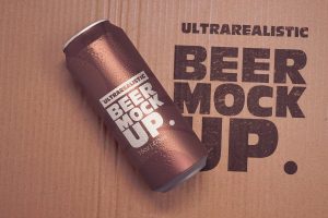 16oz Paperboard Beer Can Mockup
