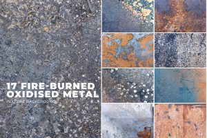 17 Fire-Burned Oxidized Metal Surface Textures