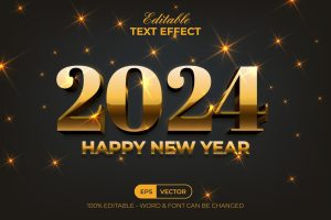 2024 Gold Text Effect New Year Style