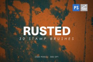 30 Rusted Metal Photoshop Stamp Brushes