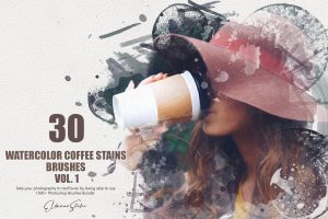 30 Watercolor Coffee Stains Brushes – Vol. 1