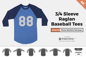 3/4 Raglan Baseball Tee Mockups