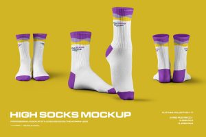 3 Mockups High Socks in the 3D Style