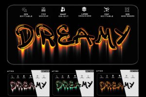 3 PSD Dreamy Liquid Text Effect Gradient