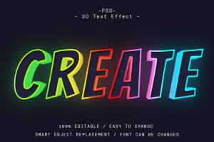 3D  Colorful Glowing  Text Effect Photoshop