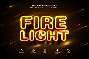3d Fire Light Editable Text Effect