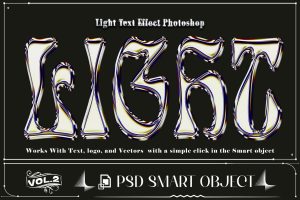 3D Light Text Effect PSD Template Photoshop