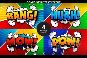 3d Pack Comic Cartoon Text Editable Effect
