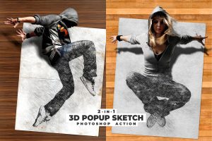 3D Popup Sketch Photoshop Action