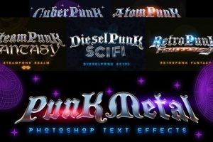3D Reflective Chrome Punk Photoshop Text Effect