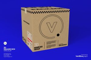 3D Square Box Mockup