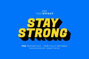 3D Stay Strong Long Shadow Text Effect