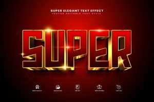 3d Super Gold Editable Vector Text Effect
