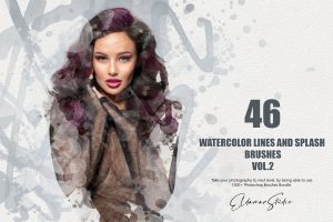 46 Watercolor Lines and Splash Brushes – Vol. 2