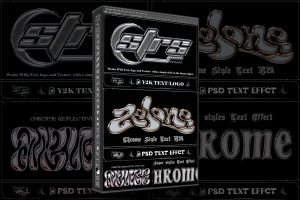 4 PSD Glossy Golden Text Effect Photoshop