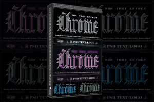 4 PSD Reflection Chrome Text Effect Photoshop