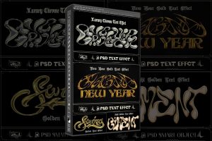 4 PSD Reflection Chrome Text Effect Photoshop