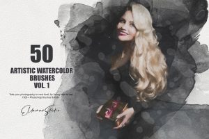 50 Artistic Watercolor Brushes – Vol. 1