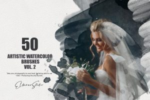 50 Artistic Watercolor Brushes – Vol. 2