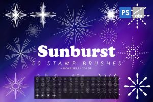 50 Boho Sunburst Photoshop Stamp Brushes