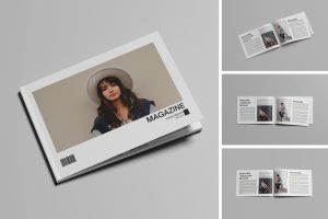 a4 Landscape Magazine and cover Book Mockup