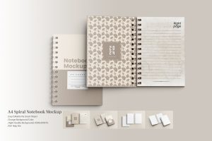 A4 Spiral Notebook Mockup