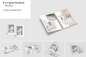 A4 Spiral Notebook Mockup