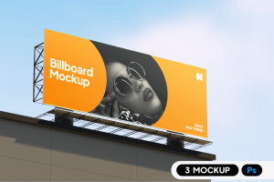 Advertising Billboard Mockup on top of Building