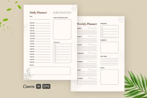 Aesthetic Brown Flower Daily and Weekly Planner