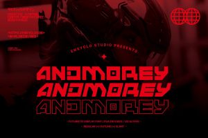 Andmorey – Futuristic Cyberpunk Tech Display Font