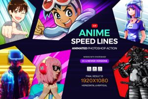 Anime Speed Lines Photoshop Action – Animated