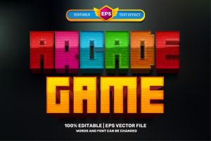 Arcade Game Pixel 3D Text Effect – EPS File