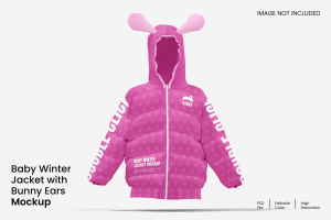 Baby Winter Jacket with Bunny Ears Mockup