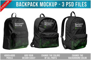 Backpack Mockup – 3 Photoshop Files