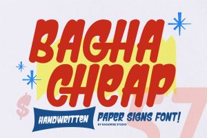 Bagha Cheap – Handwritten Paper Signs Font