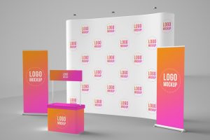 Banners, Backdrop, and Kiosk Mockup