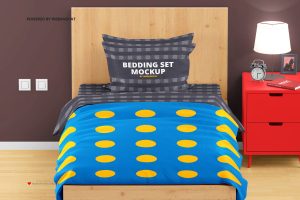 Bedroom, Single Bed Mockup