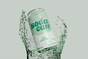 Beer Can with Splash Mockup