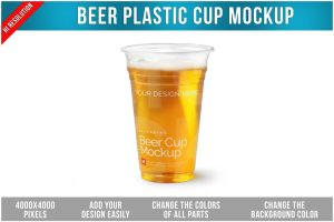 Beer Plastic Cup Mockup