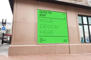 Billboard Sidewalk Window Office Mockup