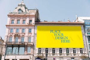 Billboard Template In The City Building Mockup