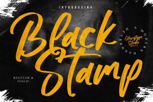 Black Stamp Hand Brush Font