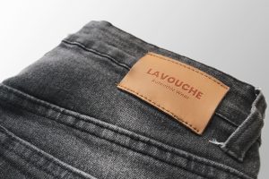 Black Washed Jeans Label Mockup Template