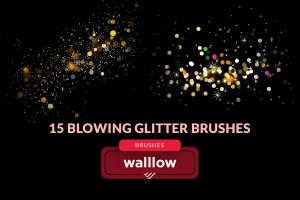 Blowing glitter gold dust bokeh photoshop brushes