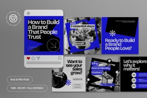 Blue Abstract Shape Business Instagram Carousel