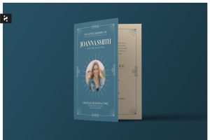 Blue Funeral Program Template