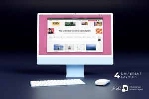Blue iMac Mockup
