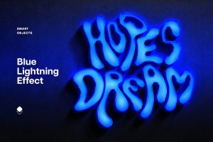 Blue Neon Light Text & Logo Effect